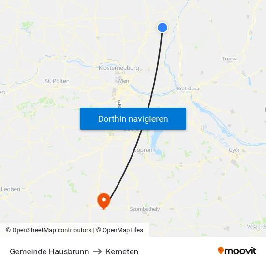 Gemeinde Hausbrunn to Kemeten map