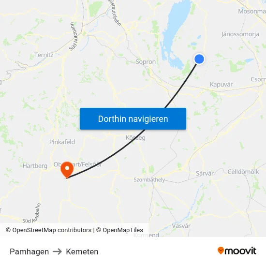 Pamhagen to Kemeten map