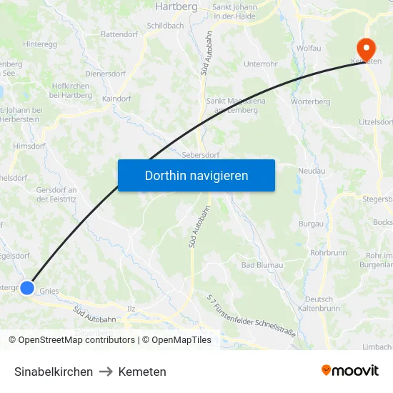 Sinabelkirchen to Kemeten map