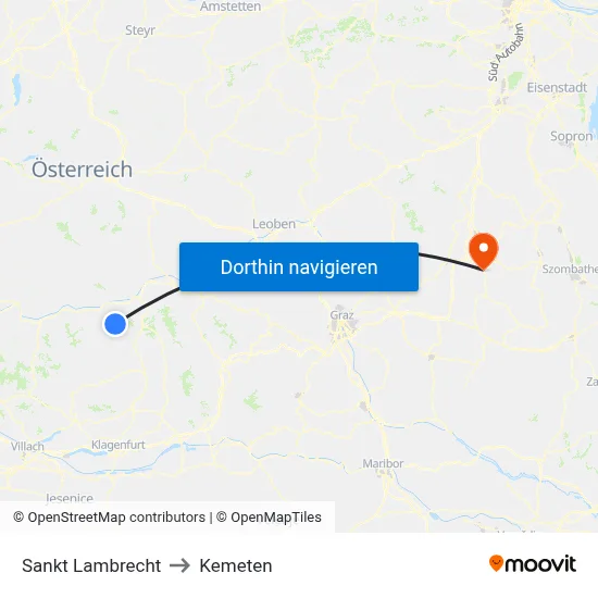 Sankt Lambrecht to Kemeten map