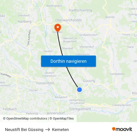 Neustift Bei Güssing to Kemeten map