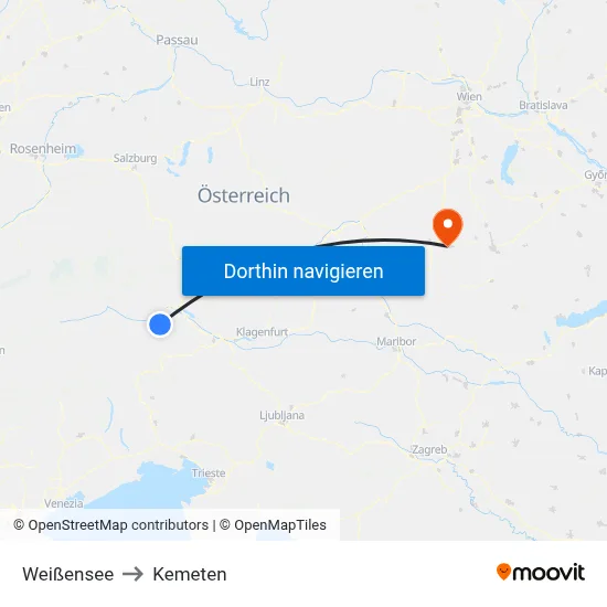 Weißensee to Kemeten map