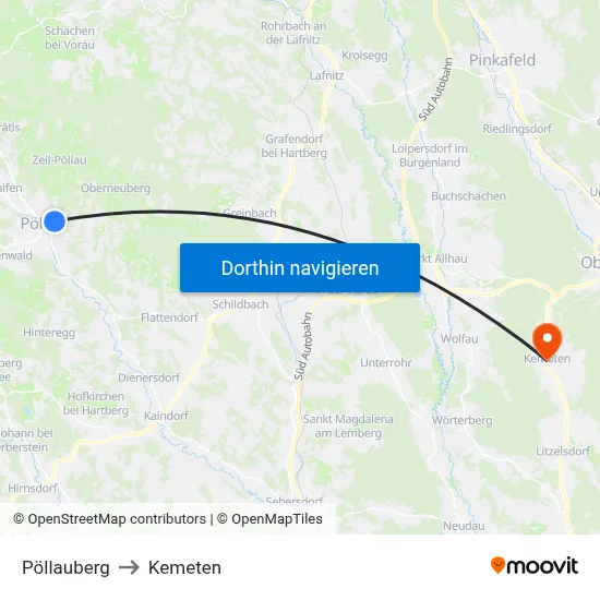 Pöllauberg to Kemeten map