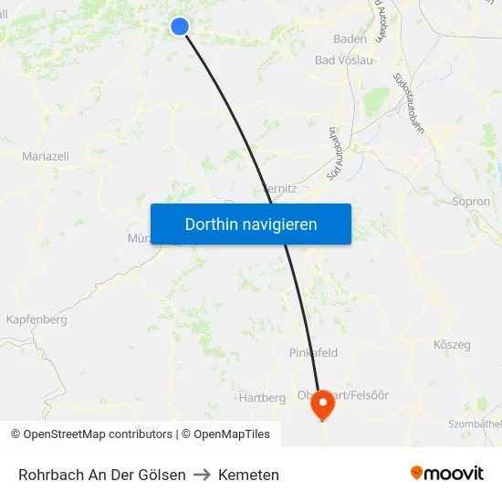 Rohrbach An Der Gölsen to Kemeten map