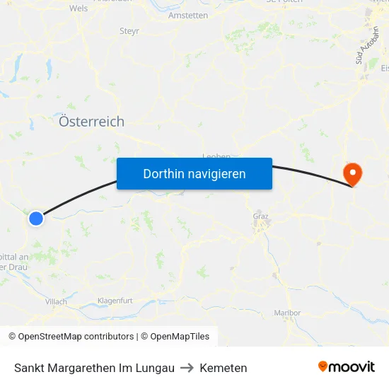 Sankt Margarethen Im Lungau to Kemeten map