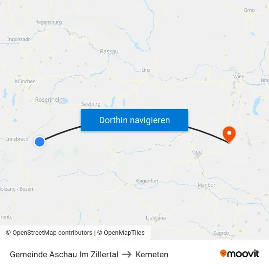Gemeinde Aschau Im Zillertal to Kemeten map