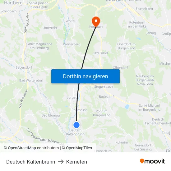 Deutsch Kaltenbrunn to Kemeten map