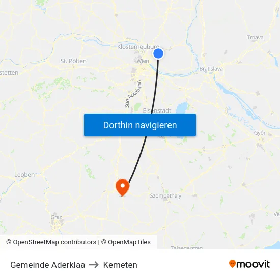 Gemeinde Aderklaa to Kemeten map