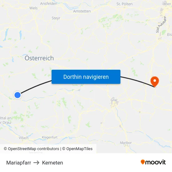 Mariapfarr to Kemeten map