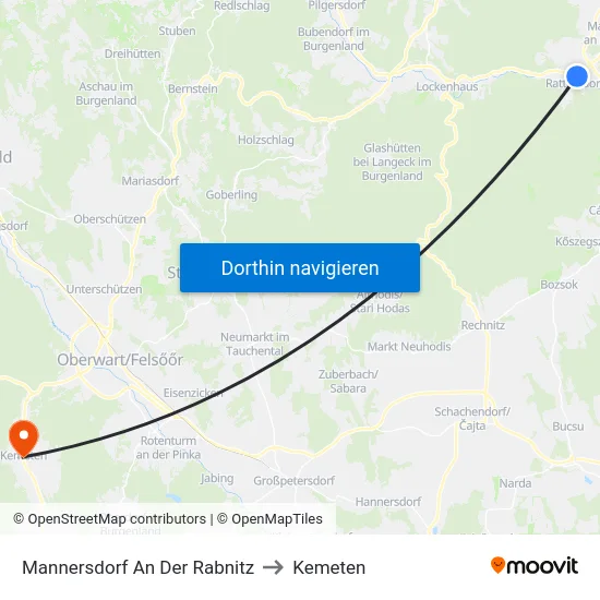 Mannersdorf An Der Rabnitz to Kemeten map