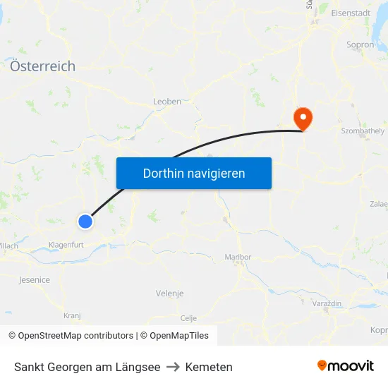 Sankt Georgen am Längsee to Kemeten map
