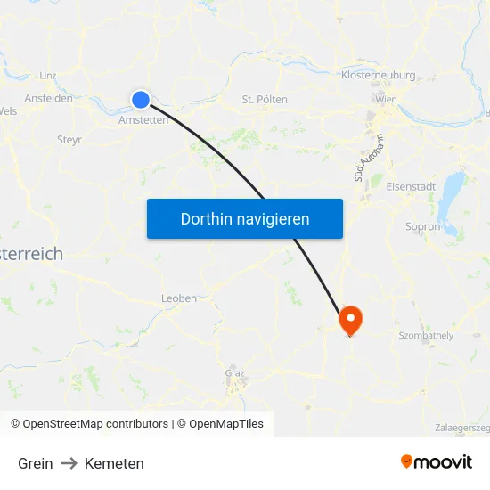 Grein to Kemeten map