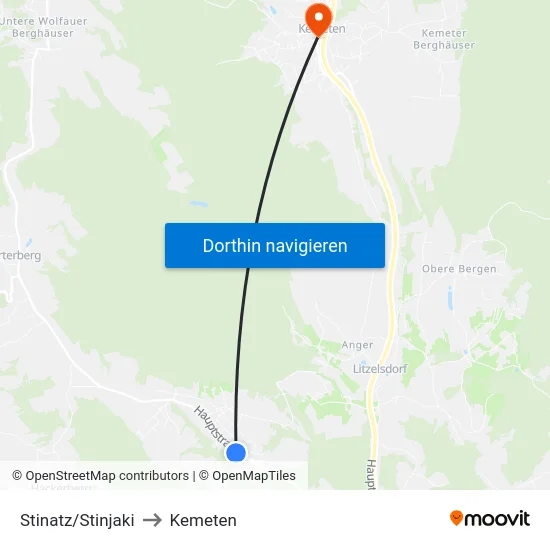 Stinatz/Stinjaki to Kemeten map