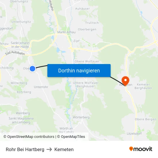 Rohr Bei Hartberg to Kemeten map