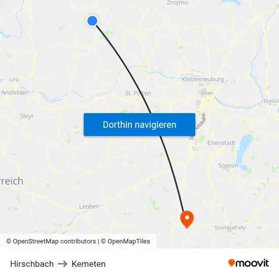 Hirschbach to Kemeten map
