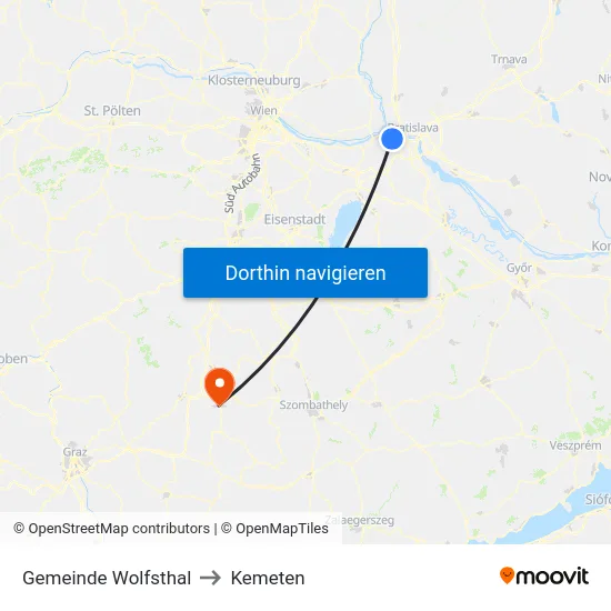 Gemeinde Wolfsthal to Kemeten map