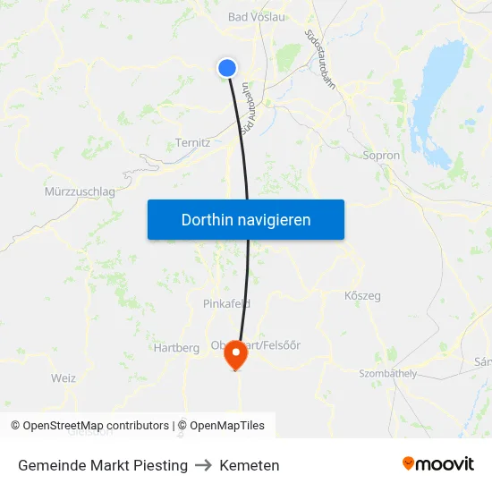 Gemeinde Markt Piesting to Kemeten map