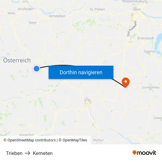 Trieben to Kemeten map
