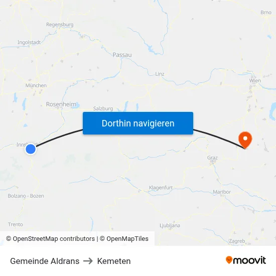 Gemeinde Aldrans to Kemeten map