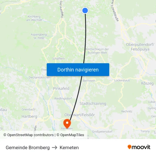 Gemeinde Bromberg to Kemeten map