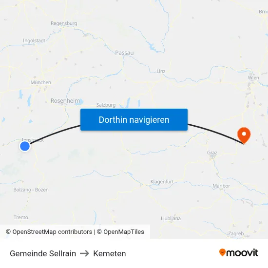 Gemeinde Sellrain to Kemeten map
