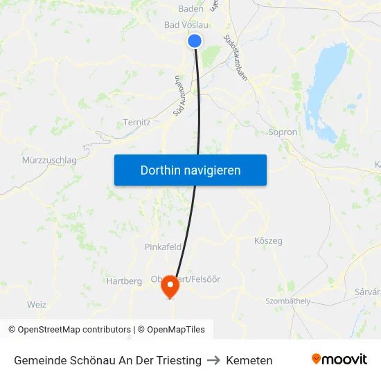 Gemeinde Schönau An Der Triesting to Kemeten map