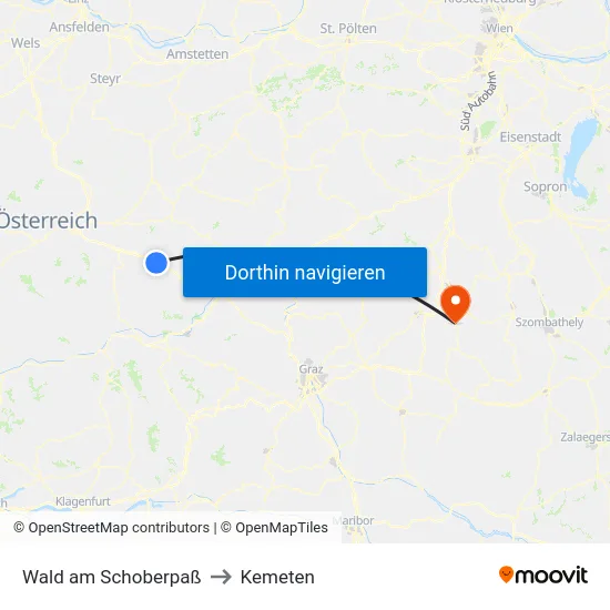 Wald am Schoberpaß to Kemeten map