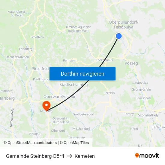 Gemeinde Steinberg-Dörfl to Kemeten map
