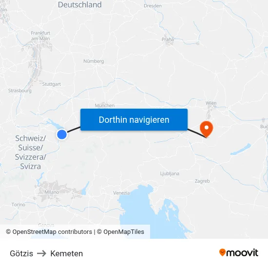 Götzis to Kemeten map