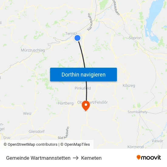 Gemeinde Wartmannstetten to Kemeten map