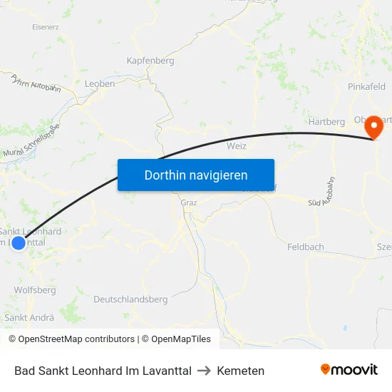 Bad Sankt Leonhard Im Lavanttal to Kemeten map