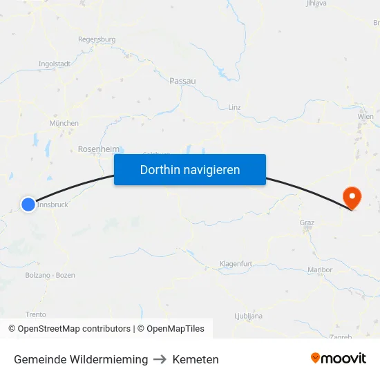 Gemeinde Wildermieming to Kemeten map