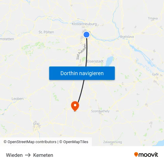 Wieden to Kemeten map