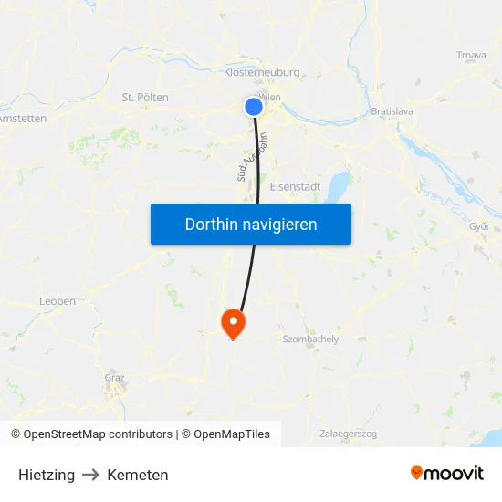 Hietzing to Kemeten map