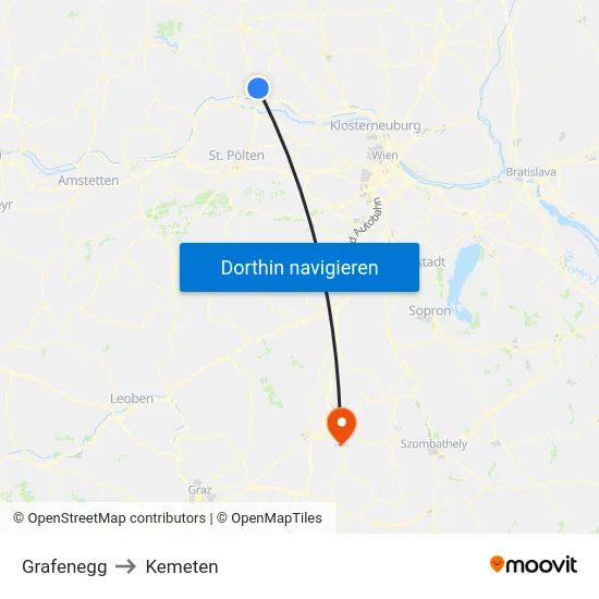 Grafenegg to Kemeten map