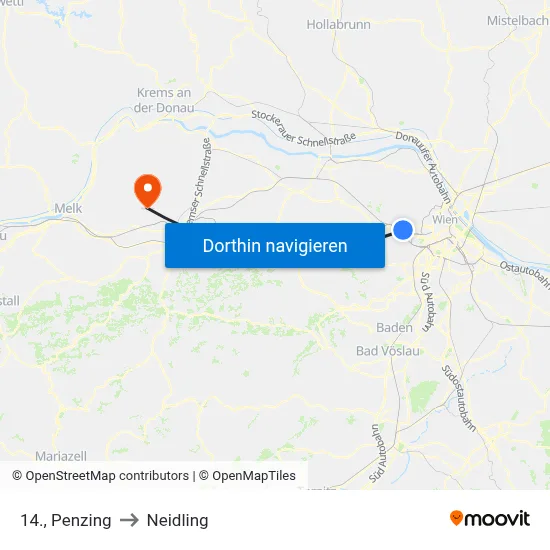 14., Penzing to Neidling map