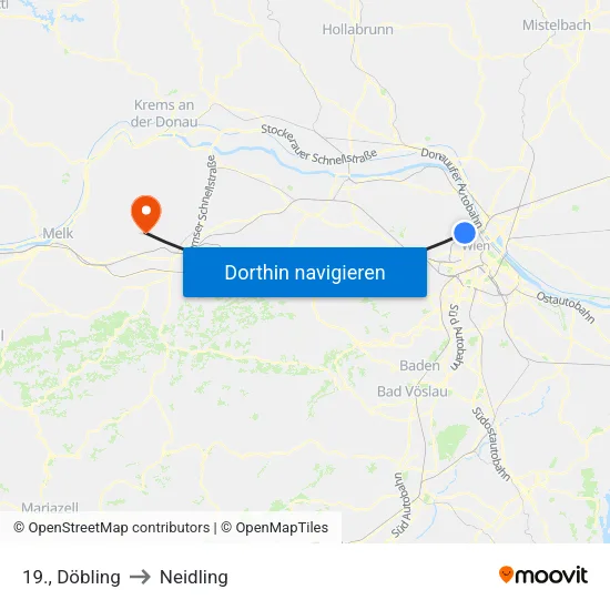 19., Döbling to Neidling map