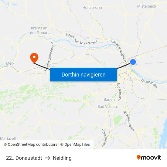 22., Donaustadt to Neidling map