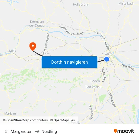 5., Margareten to Neidling map