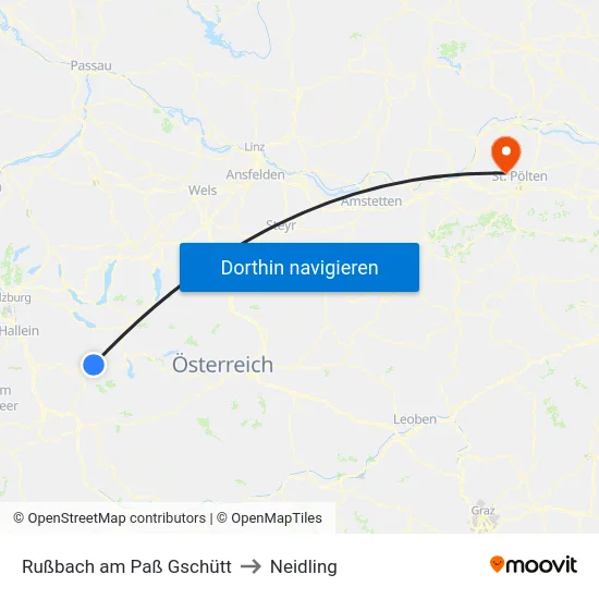 Rußbach am Paß Gschütt to Neidling map