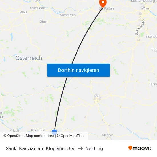 Sankt Kanzian am Klopeiner See to Neidling map