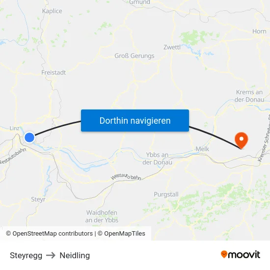 Steyregg to Neidling map