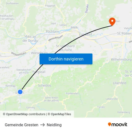 Gemeinde Gresten to Neidling map