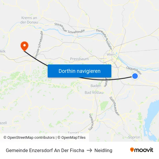 Gemeinde Enzersdorf An Der Fischa to Neidling map