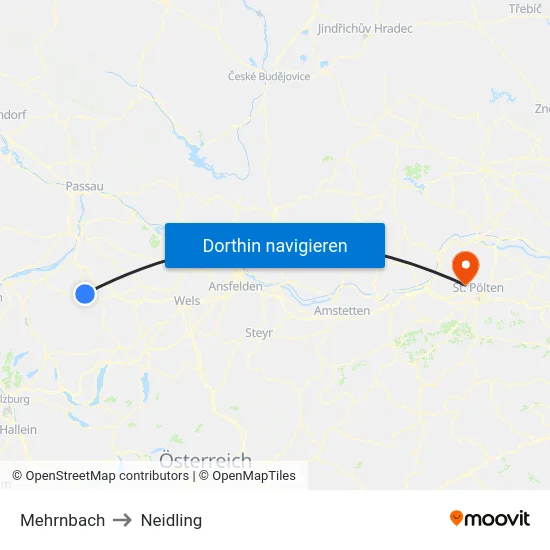 Mehrnbach to Neidling map
