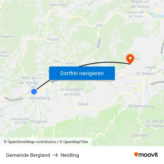 Gemeinde Bergland to Neidling map
