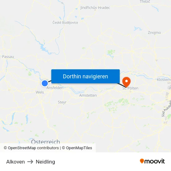 Alkoven to Neidling map