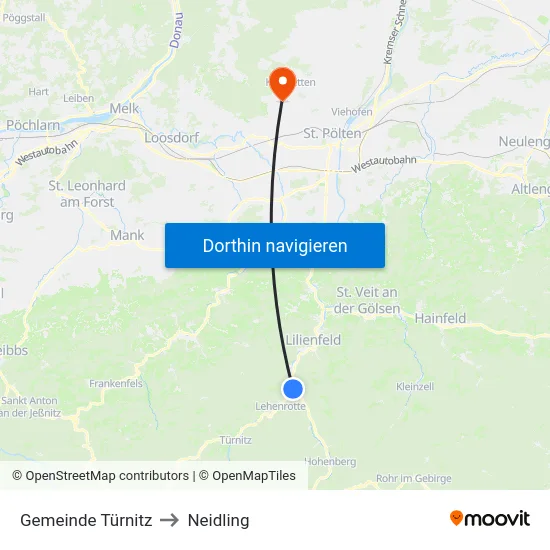 Gemeinde Türnitz to Neidling map