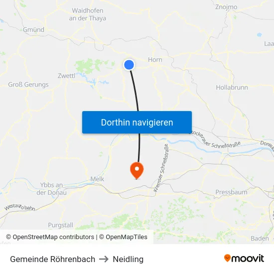 Gemeinde Röhrenbach to Neidling map