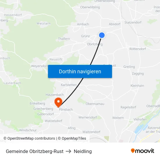 Gemeinde Obritzberg-Rust to Neidling map